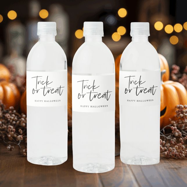 Étiquette Pour Bouteilles D'eau Trick and treat | Happy Halloween (Créateur téléchargé)