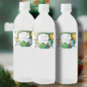 Étiquette Pour Bouteilles D'eau Tropical Exotic bébé Baby shower de perroquets sau