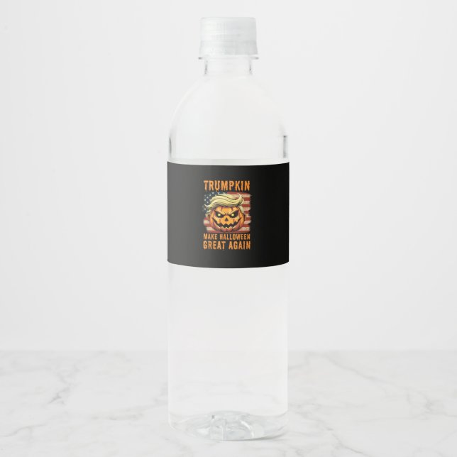 Étiquette Pour Bouteilles D'eau Trumpkin Halloween Citrouille rendre Halloween gra (Devant)
