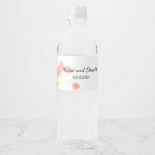 Étiquette Pour Bouteilles D'eau Tulipes roses tendres