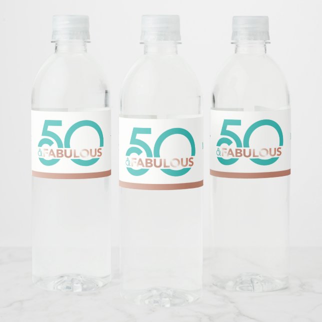 Étiquette Pour Bouteilles D'eau Turquoise 50 Fabuleux Cinquante Anniversaire Étiqu (Bouteilles)