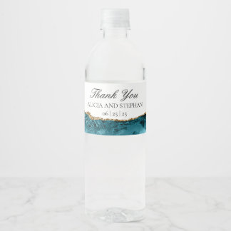 Étiquette Pour Bouteilles D'eau Turquoise et or Agate Mariage bouteille d'eau Étiq