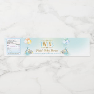 Étiquette Pour Bouteilles D'eau Twin Boys Elephant Baby shower Favor