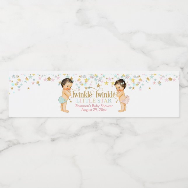 Étiquette Pour Bouteilles D'eau Twinkle Little Star Genre Reveal Baby (Étiquettes simples)