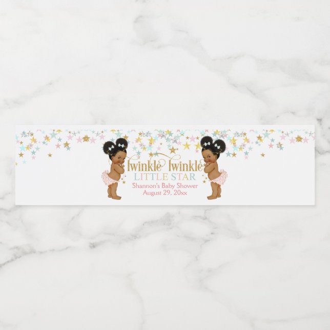 Étiquette Pour Bouteilles D'eau Twinkle Little Star Twin Girls Puffs (Étiquettes simples)