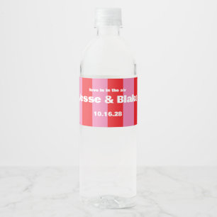 Étiquette Pour Bouteilles D'eau Typographie audacieuse, mariage rose et rouge