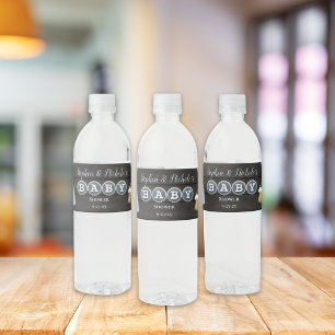 Étiquette Pour Bouteilles D'eau Un bébé rustique brasse du Baby shower bleu