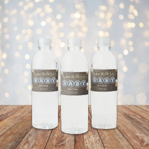 Étiquette Pour Bouteilles D'eau Un Bébé rustique brasse du Baby shower d'or