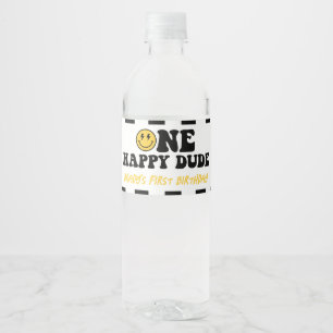 Étiquette Pour Bouteilles D'eau Un homme heureux sourire visage garçon premier ann