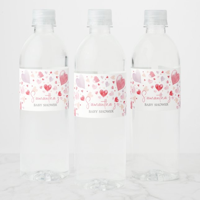 Étiquette Pour Bouteilles D'eau Un petit Baby shower de Saint-Valentin (Bouteilles)