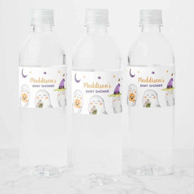 Étiquette Pour Bouteilles D'eau Un petit Baby shower d'Halloween fantôme (Bouteilles)