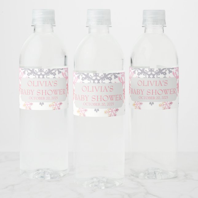 Étiquette Pour Bouteilles D'eau Un petit baby shower Snowflake (Bouteilles)