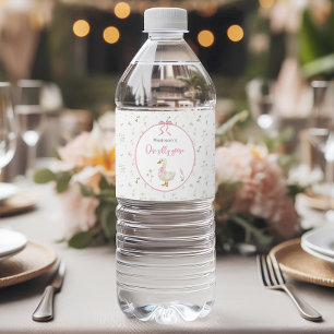 Étiquette Pour Bouteilles D'eau Un sot Fleur sauvage oie rose Bow 1er anniversaire