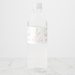 Étiquette Pour Bouteilles D'eau Une drôle d'oie rose Anniversaire