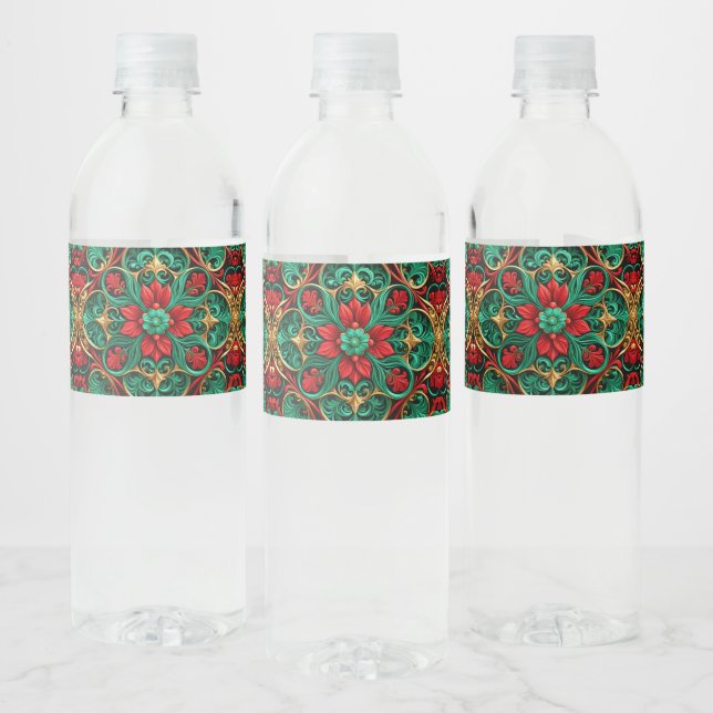 Étiquette Pour Bouteilles D'eau Vacances Décoratives Rouge Vert (Bouteilles)