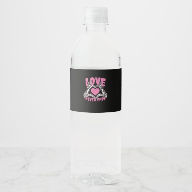Étiquette Pour Bouteilles D'eau Valentines Jour Coeur Squelette Mains Coeur (Devant)