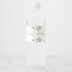 Étiquette Pour Bouteilles D'eau Verdure aquarelle, Mariage feuille eucalyptus