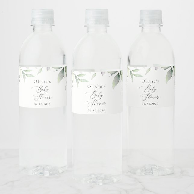 Étiquette Pour Bouteilles D'eau Verdure, Eucalyptus Feuilles, Boho, Baby shower (Bouteilles)