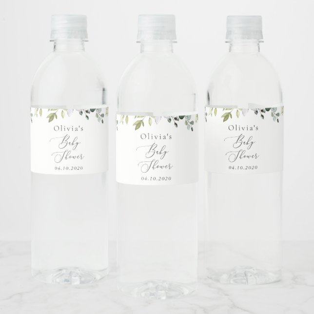 Étiquette Pour Bouteilles D'eau Verdure, Eucalyptus Feuilles, Boho, Baby shower (Bouteilles)