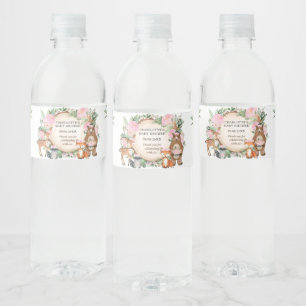 Étiquette Pour Bouteilles D'eau Verdure florale rose Le Baby shower boisé est pri