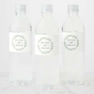 Étiquette Pour Bouteilles D'eau Verdure Minimaliste Mariage bouteille d'eau Étique