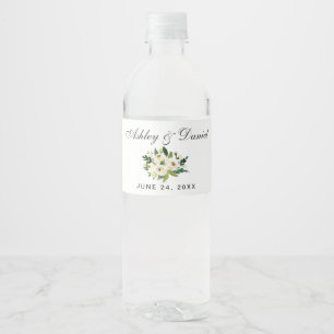 Étiquette Pour Bouteilles D'eau Vert blanc Aquarelle Mariage Floral