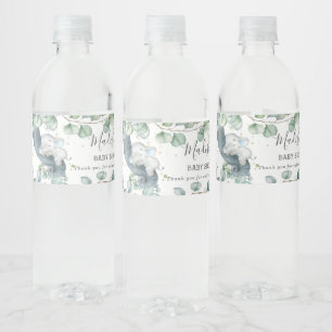 Étiquette Pour Bouteilles D'eau Vert rustique Elephant Baby shower garçon Favorise