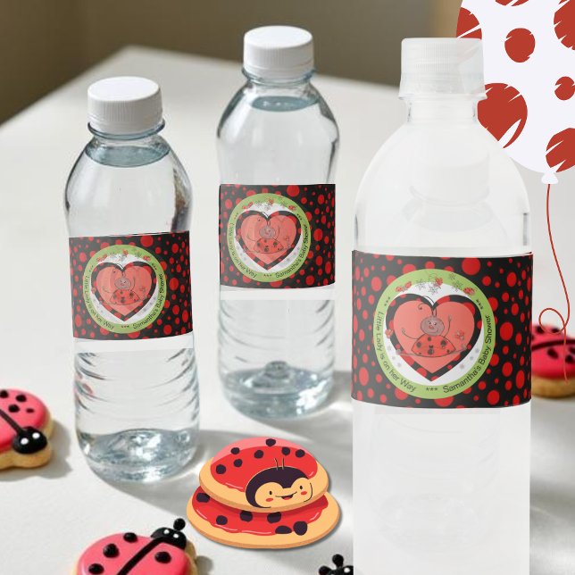 Étiquette Pour Bouteilles D'eau Vibrant Ladybug Polka Dot Water Bottle Label  (Vibrant Ladybug Polka Dot Water Bottle Label )