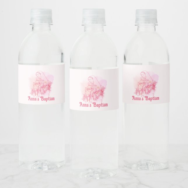 Étiquette Pour Bouteilles D'eau Vierge rose florale Marie Jésus Baptême personnali (Bouteilles)