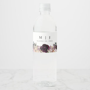 Étiquette Pour Bouteilles D'eau Vin Plum Mauve Fall Floral Mariage
