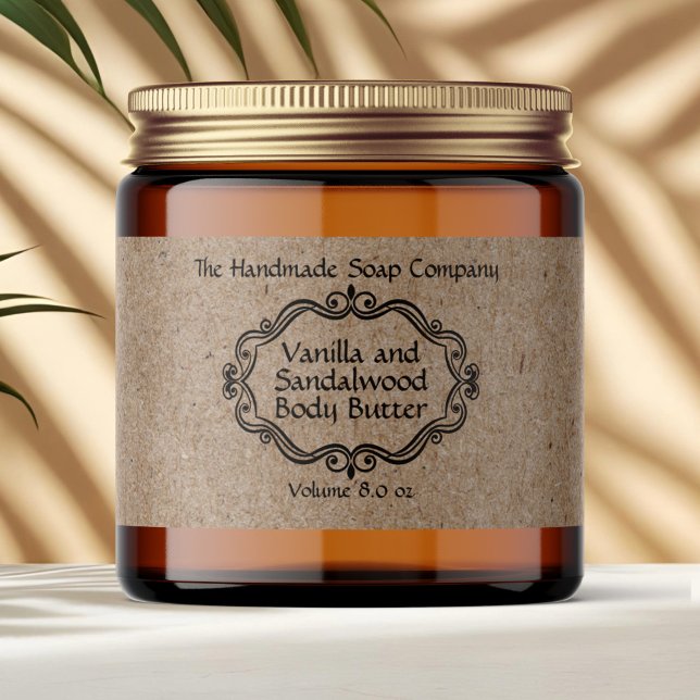 Étiquette Pour Bouteilles D'eau Vintage Frame Kraft Paper Cosmetics Jar Label (Créateur téléchargé)