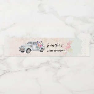 Étiquette Pour Bouteilles D'eau Vintage Pickup Truck Russe Aquarelle Anniversaire