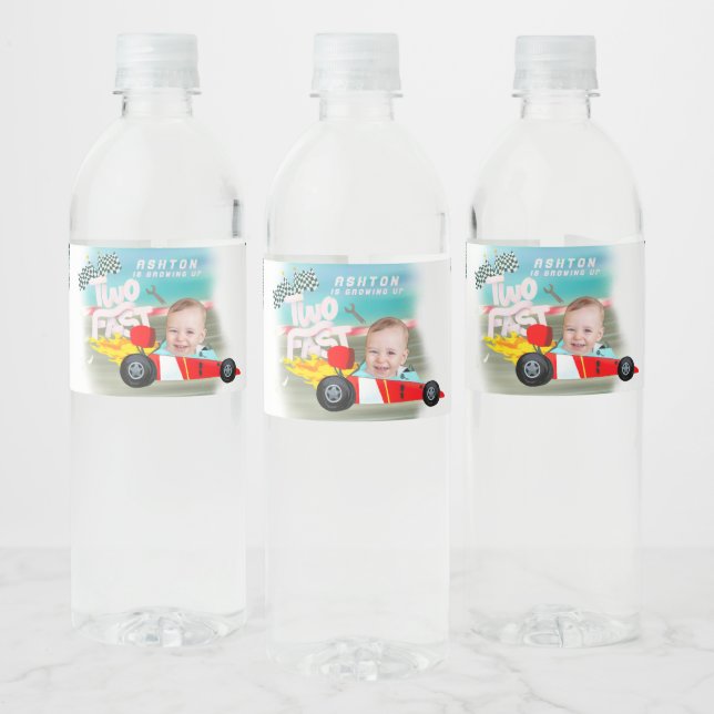 Étiquette Pour Bouteilles D'eau Voiture de course Anniversaire deux jeûne (Bouteilles)
