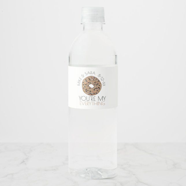 Étiquette Pour Bouteilles D'eau Vous êtes mon tout Bagel Mariage Fiançailles (Devant)