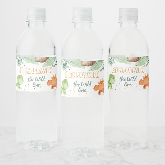 Étiquette Pour Bouteilles D'eau Wild One Jurassic Dinosaures 1er anniversaire (Bouteilles)