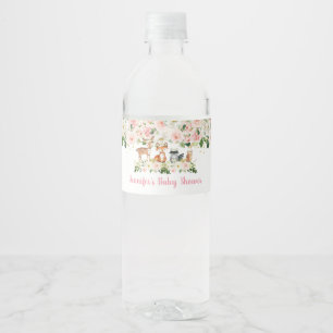 Étiquette Pour Bouteilles D'eau Woodland Girl rose Baby shower floral