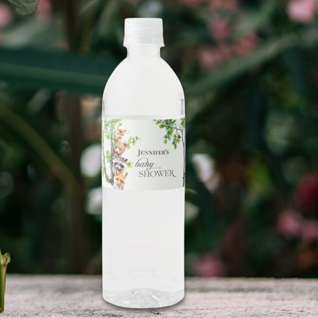 Étiquette Pour Bouteilles D'eau Woodland Wildlife Baby Shower Party Water Bottle (Créateur téléchargé)