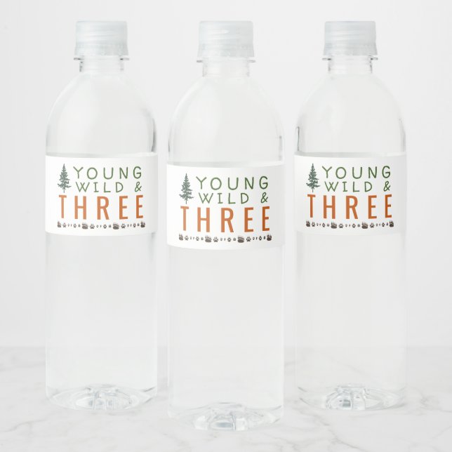 Étiquette Pour Bouteilles D'eau Young Wild et Three Forest Anniversaire (Bouteilles)