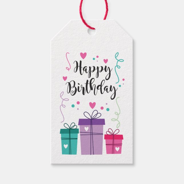 Étiquette pour cadeau Happy Birthday (Devant)