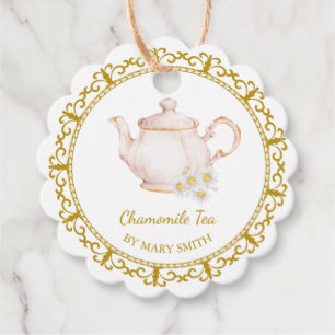 Étiquette pour théière vintage thé à la camomille
