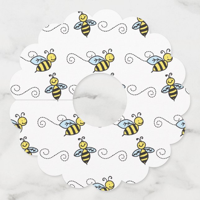 Étiquette Pour Verre De Vin Abeilles (Devant)