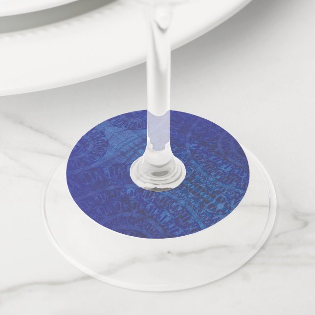 Étiquette Pour Verre De Vin Acceptation | Médaillons de violet violet bleu Ind (De près)