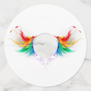 Étiquette Pour Verre De Vin Ailes fluffy arc-en-ciel