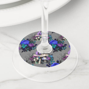 Étiquette Pour Verre De Vin Alice au pays des merveilles Fleurs de la chenille
