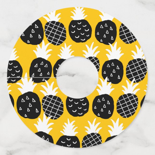 Étiquette Pour Verre De Vin Ananas noir (Devant)