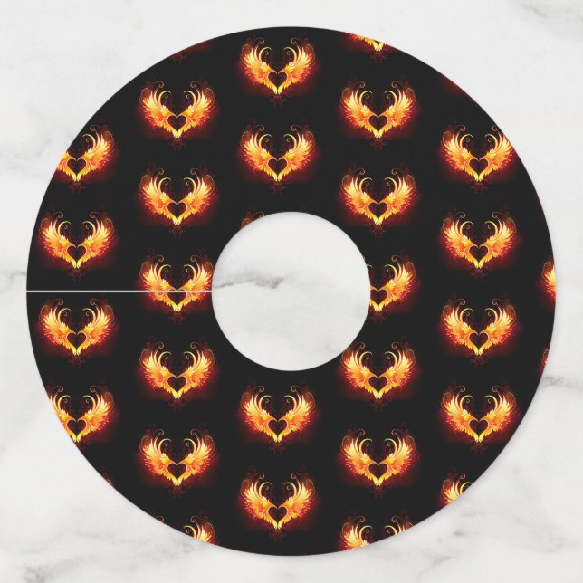 Étiquette Pour Verre De Vin Angel Fire Heart with Wings (Devant)