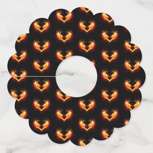 Étiquette Pour Verre De Vin Angel Fire Heart with Wings (Devant)