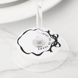 Étiquette Pour Verre De Vin Anniversaire de la coquette noire et blanche