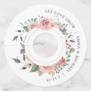 Étiquette Pour Verre De Vin Aquarelle rose Vintage Floral