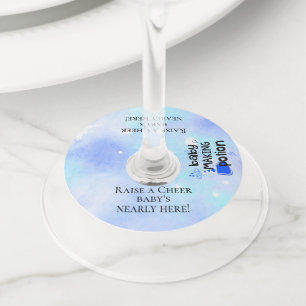 Étiquette Pour Verre De Vin Baby Making Potion Blue Hearts Baby shower Toast